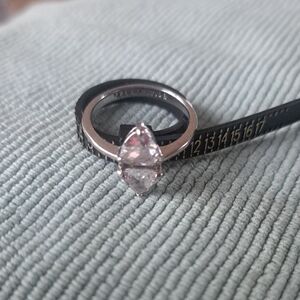 BP: Silver Marquise-Cut Solitaire Ring with Clear Stone-Sz 7